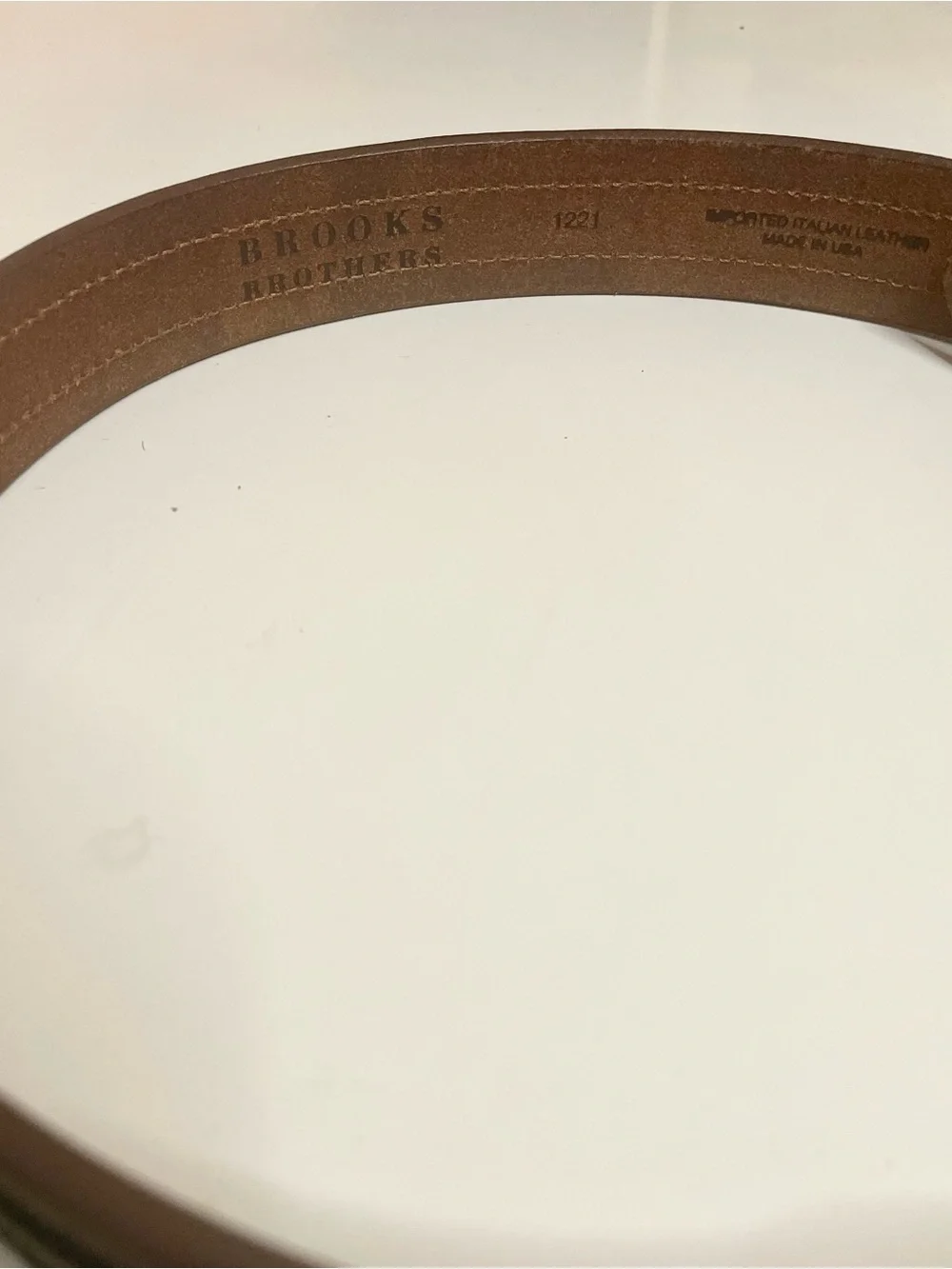 BB Classic Brown Leather Men’s Belt with Navy & Cream Stripe